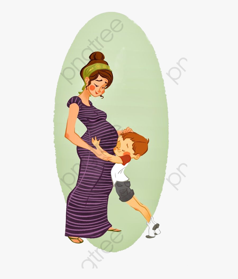 Pregnant Woman - Pregnant Lady With Baby Drawing, Transparent Clipart