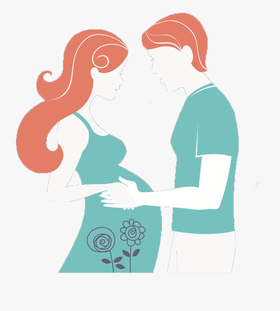 Pregnancy Mother Infant Drawing - Silueta De Pareja Embarazada, Transparent Clipart