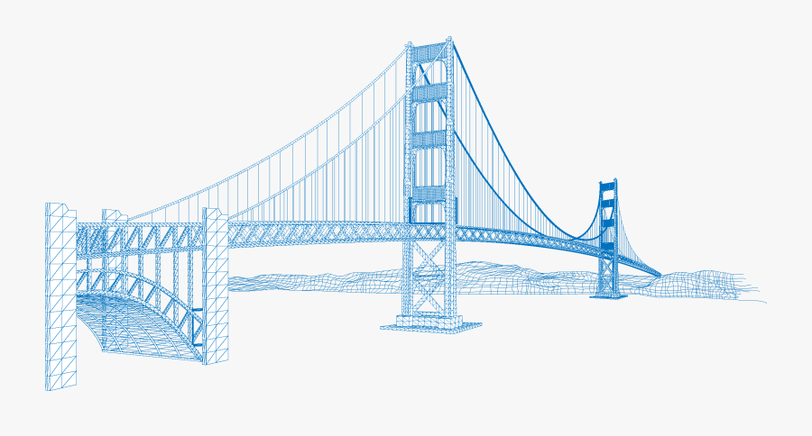 Golden Gate Bridge Eiffel Tower Vector Building - Line Drawing In Buildings, Transparent Clipart