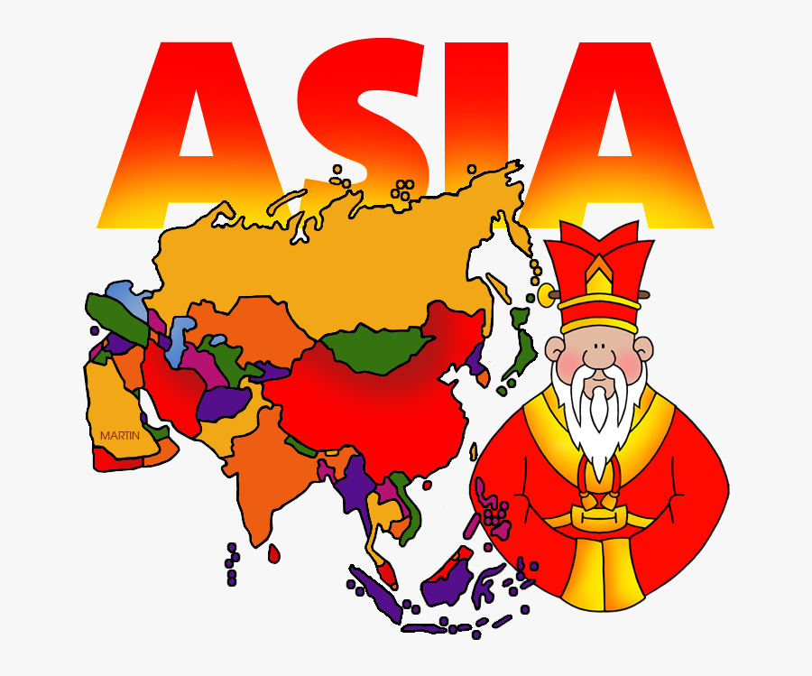 Asia Map - Map Of Asia In Color, Transparent Clipart