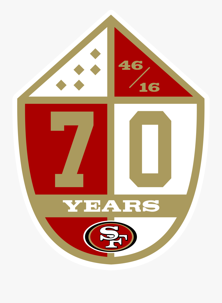 Transparent 49ers Clipart - 49ers 70th Anniversary Patch, Transparent Clipart
