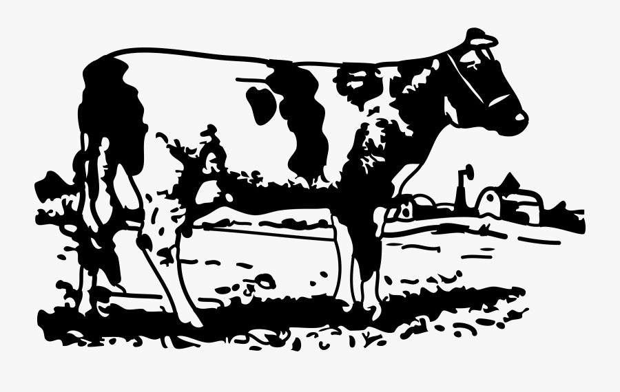 Cow Clip Art Free Vector 4vector - Farmer Cow Black And White Clipart, Transparent Clipart