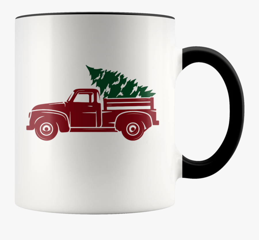 Vintage Red Truck Coffee Mug - Red Truck Christmas Gift Tags, Transparent Clipart