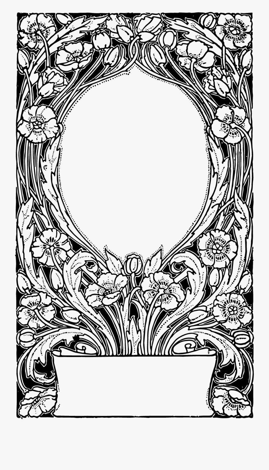 Free Clipart � Vintage Poppy - Art Nouveau Book Plates, Transparent Clipart