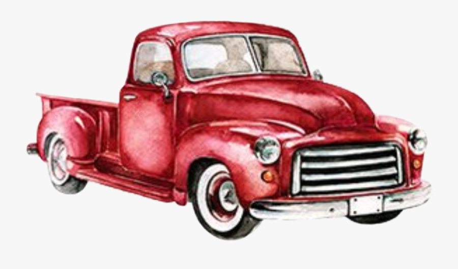 #watercolor #vintage #truck #red #pickup #christmastruck - 1955 Chevy Truck Drawing, Transparent Clipart