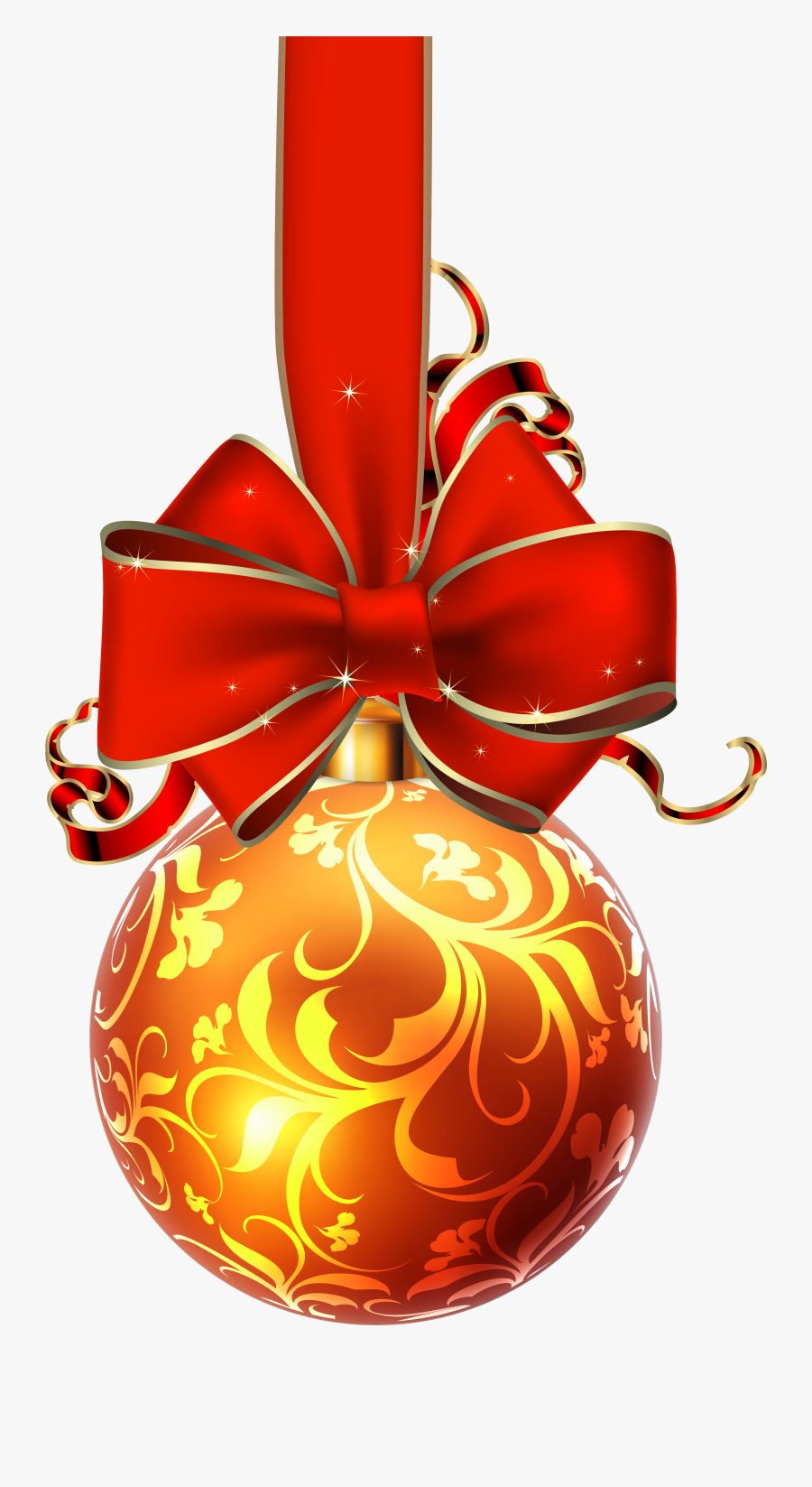 Christmas Ball With Red Bow Png Clipart Image - Red Christmas Bow Clipart, Transparent Clipart