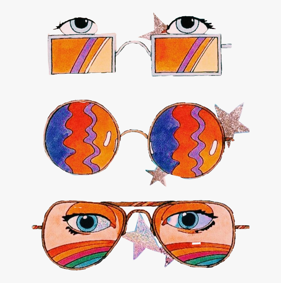 #groovy #cool #vsco #retro #70s #sunglasses #vibes - Groovy 70s Glasses Clip Art, Transparent Clipart