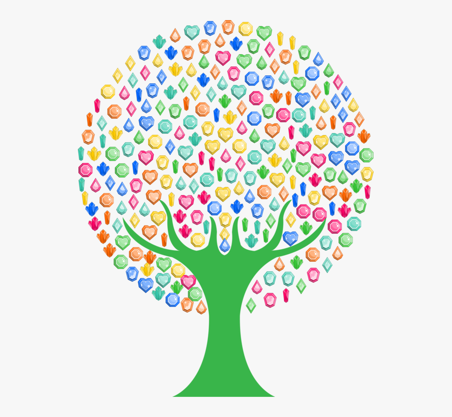 Symmetry,area,tree - Colorful Tree Clipart Png, Transparent Clipart