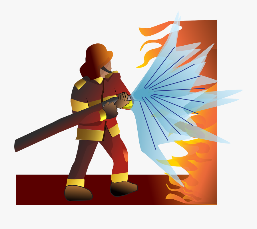 Firefighter Putting Out Fire Clipart, Transparent Clipart