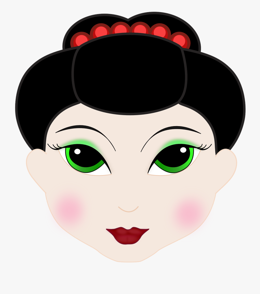 Geisha Girl Anime - Chinese Woman Face Clipart, Transparent Clipart