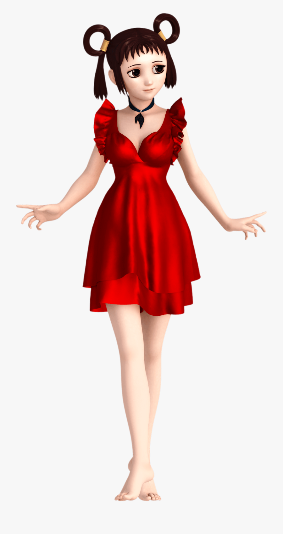 A Cute Anime Character In A Red Dress - Doll, Transparent Clipart