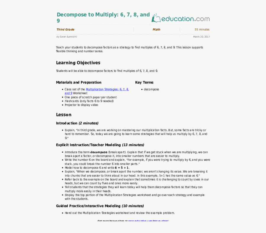 Multiplication Clipart 3rd Grade Math - Lesson Plan How Many, Transparent Clipart
