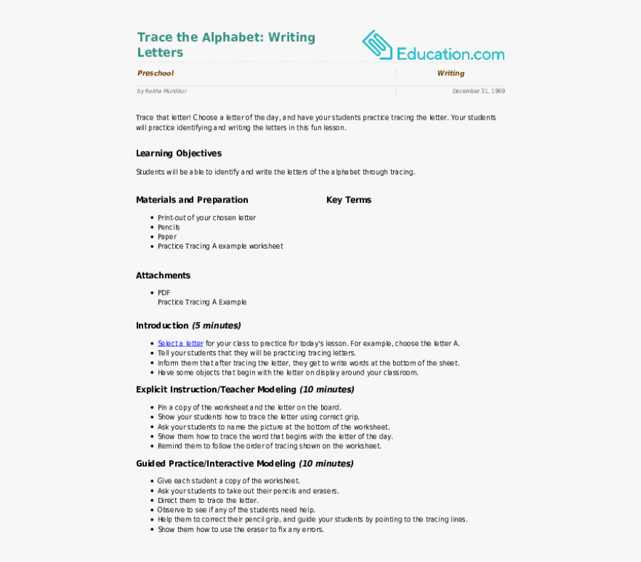 Clip Art Trace The Alphabet Writing - Lesson Plan For Alphabet Letters, Transparent Clipart