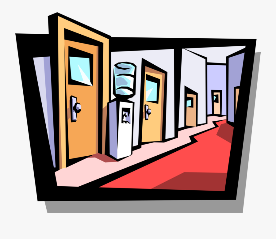 Hallway With Water Cooler - Health And Safety In Classroom, Transparent Clipart