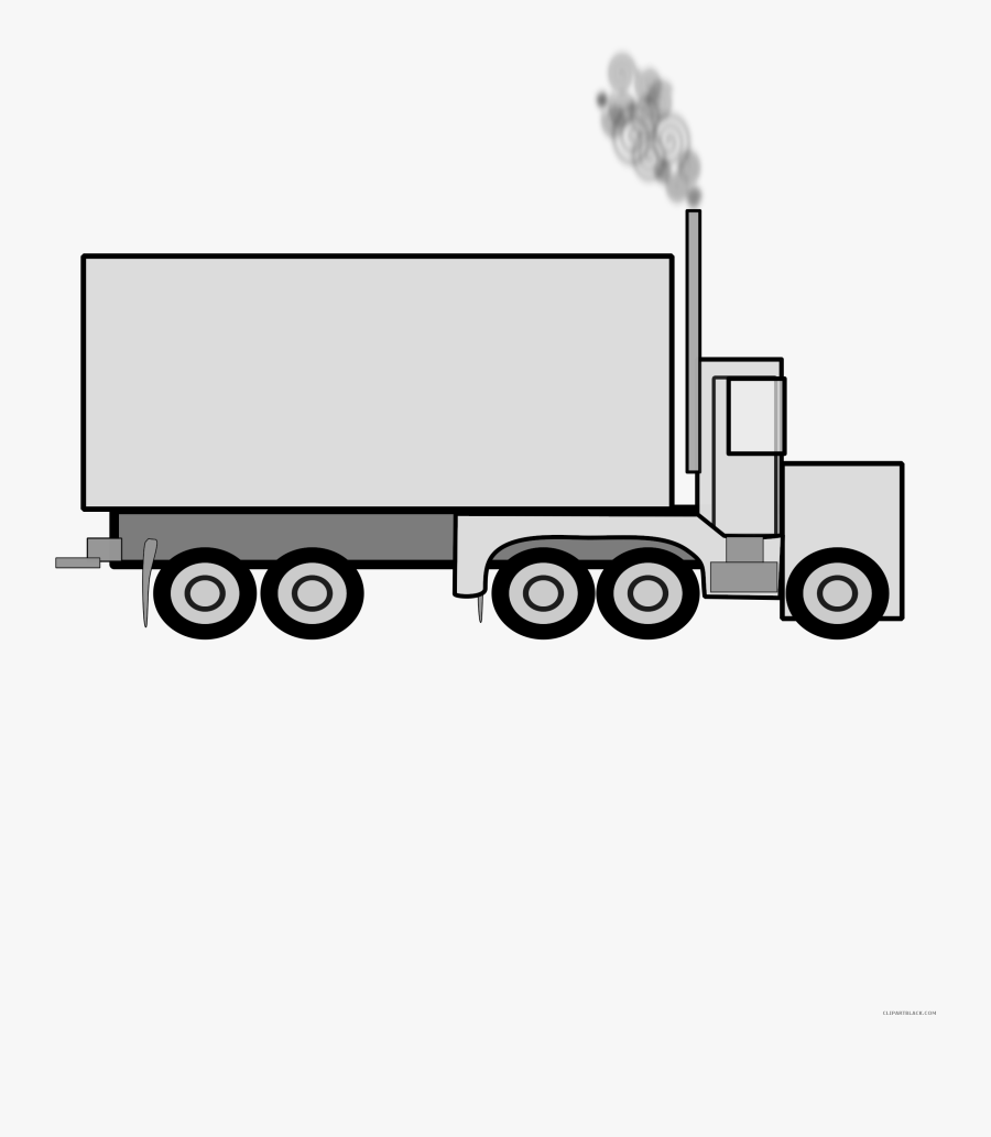 Jpg Library Download Semi Truck Clipart Black And White - Trailer, Transparent Clipart