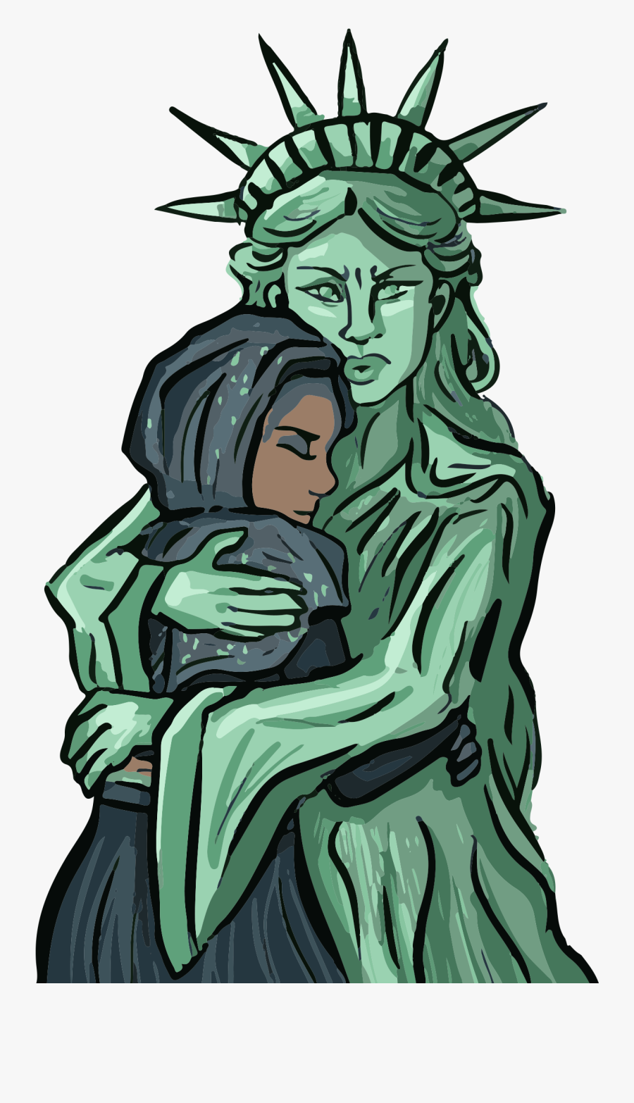 Statue Of Liberty Hugs Clipart , Png Download - Give Me Your Tired Your Poor Your Huddled Masses Art, Transparent Clipart