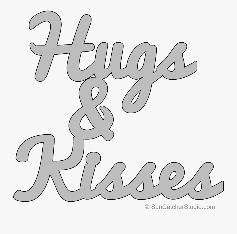 Clip Art Hugs And Kisses Font - Calligraphy, Transparent Clipart