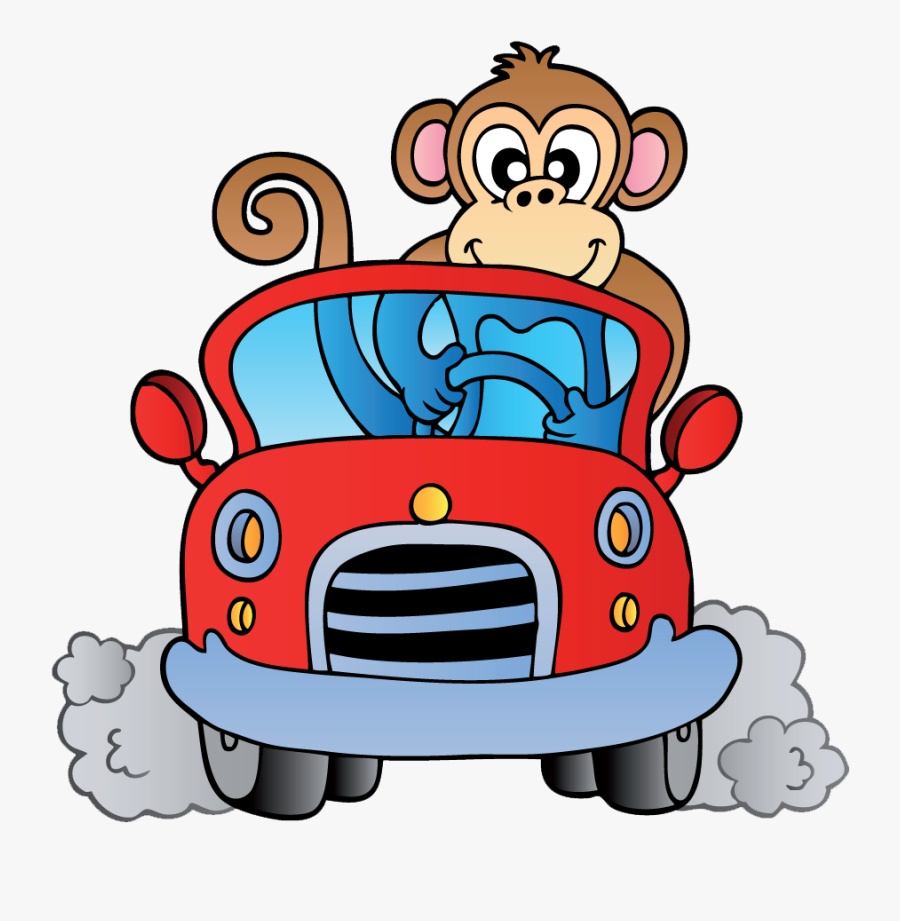 Monkey Car Free Clip - Monkey In A Car Clipart, Transparent Clipart