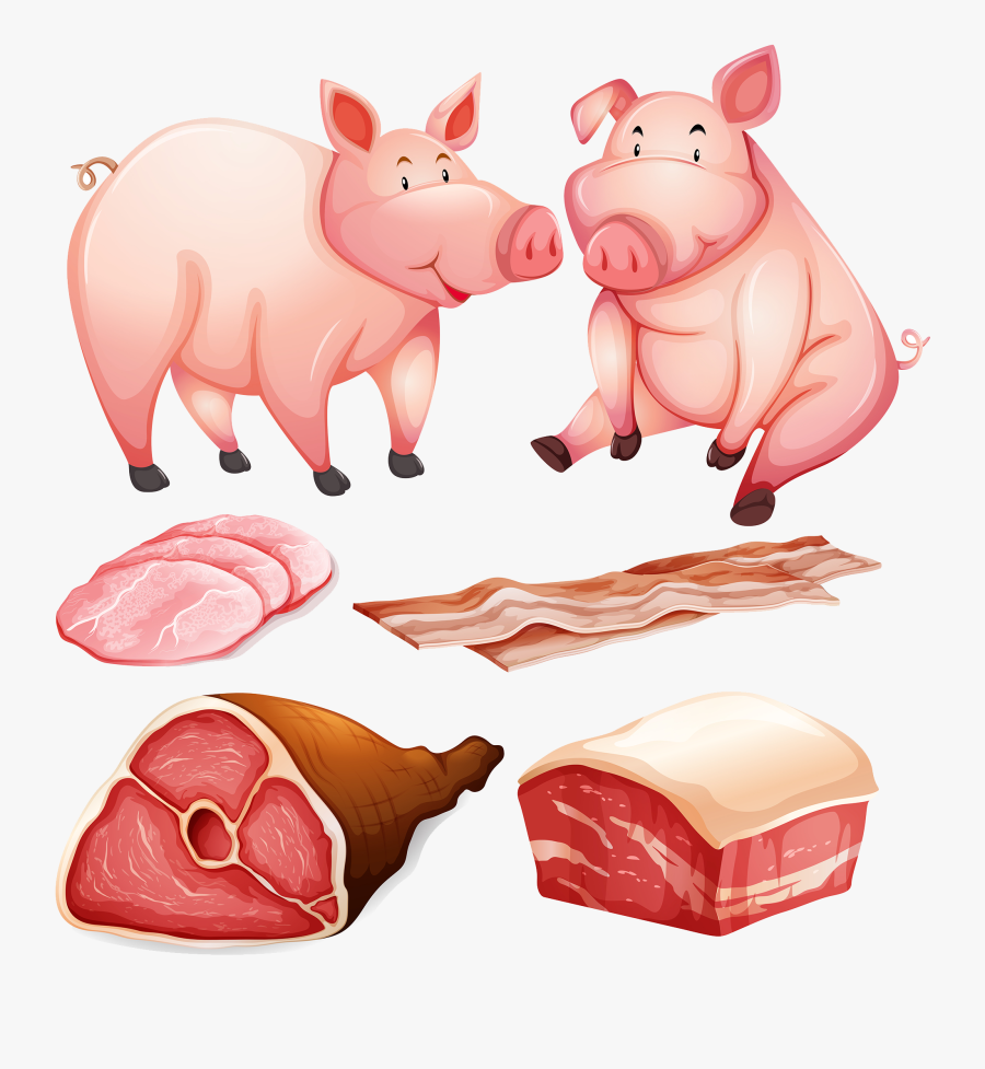 Transparent Pork Clipart - Carne De Cerdo Dibujo, Transparent Clipart