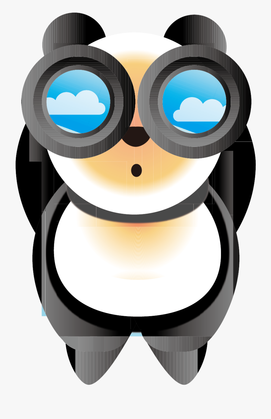 Panda With Telescope, Transparent Clipart