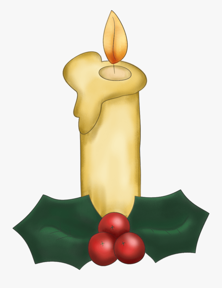 Christmas Candle With Holly - Christmas Candles Graphics, Transparent Clipart