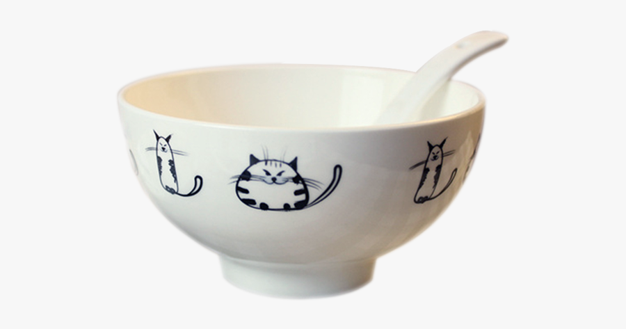 Clip Art Mixing Bowl With Spoon - Spoon Cat In Bowl, Transparent Clipart