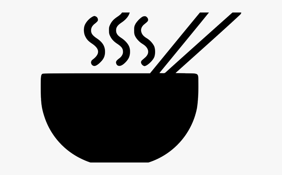 Black And White Bowl Of Noodle, Transparent Clipart
