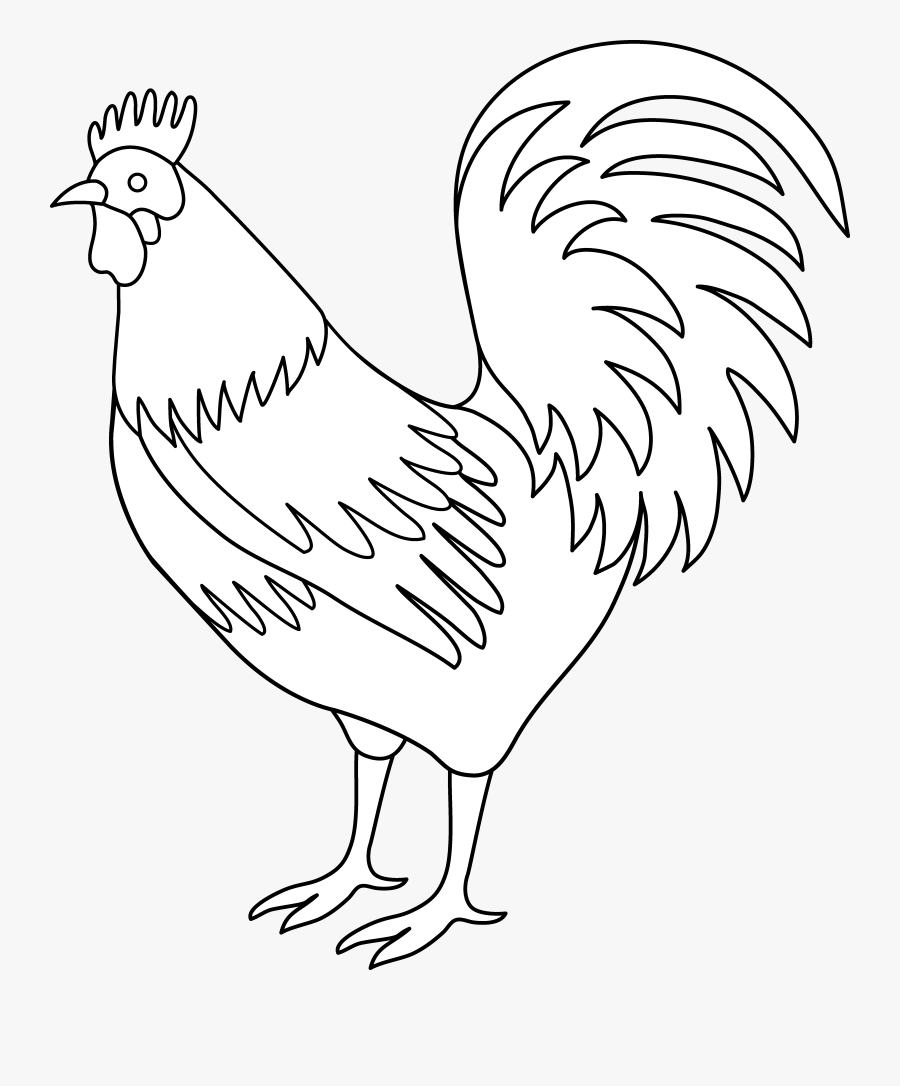 Run Clipart Black And White - Rooster Lineart, Transparent Clipart
