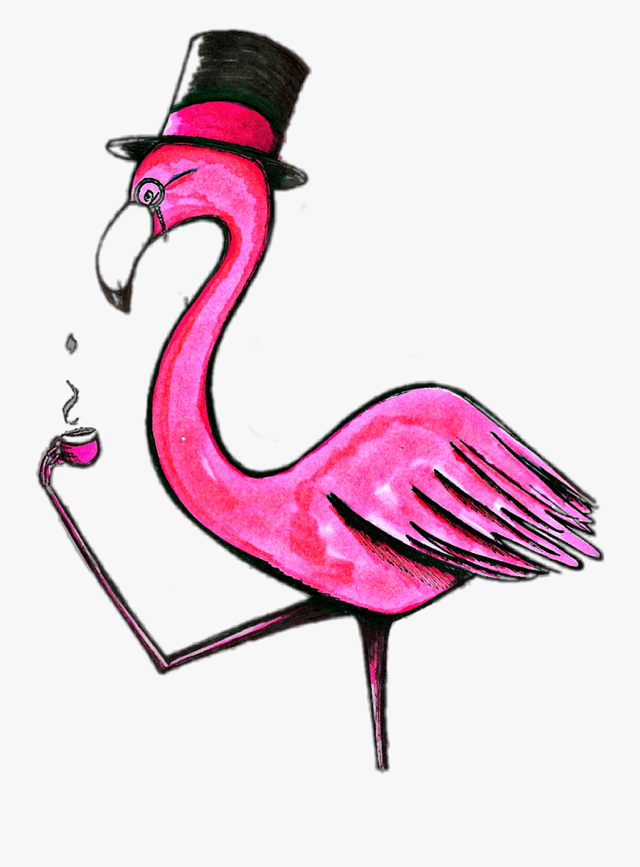 #gentleman #proper #scflamingos #flamingos #tophat - Flamingo With A Top Hat, Transparent Clipart