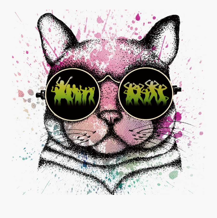 Head Computer Black File Cat Hd Image Free Png Clipart - De Gato Preto Usando Óculos, Transparent Clipart