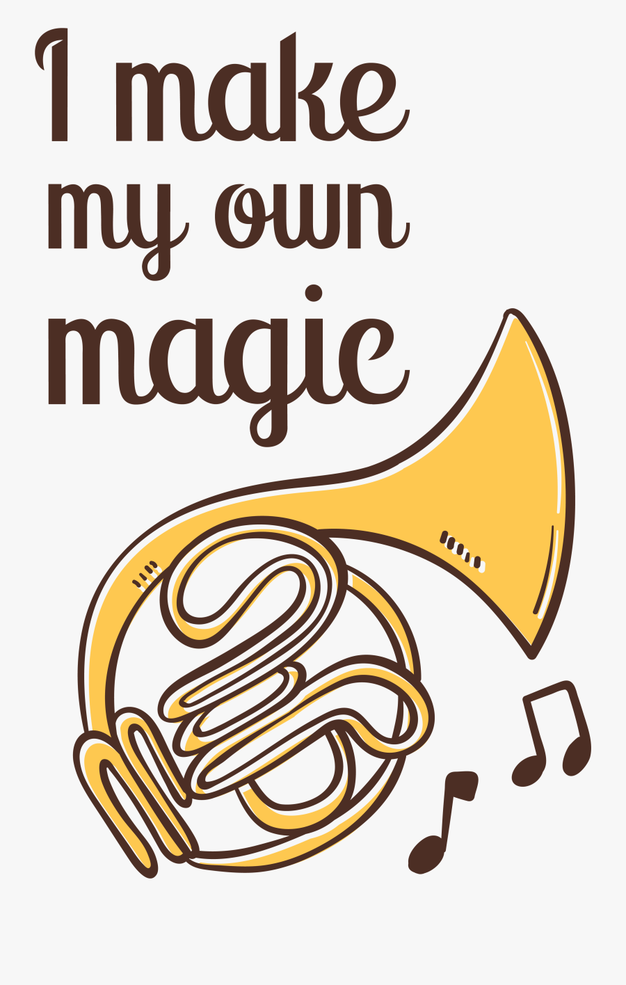 French Horn Music Inspiration Quotes Motivation - Music Notebook Cover Design, Transparent Clipart