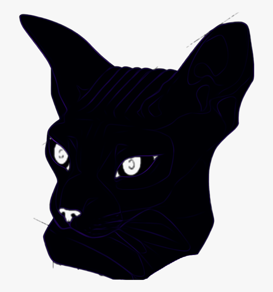 Neon Cat Sphynx Head Purple Sticker Violet Glow Remixit - Black Cat, Transparent Clipart