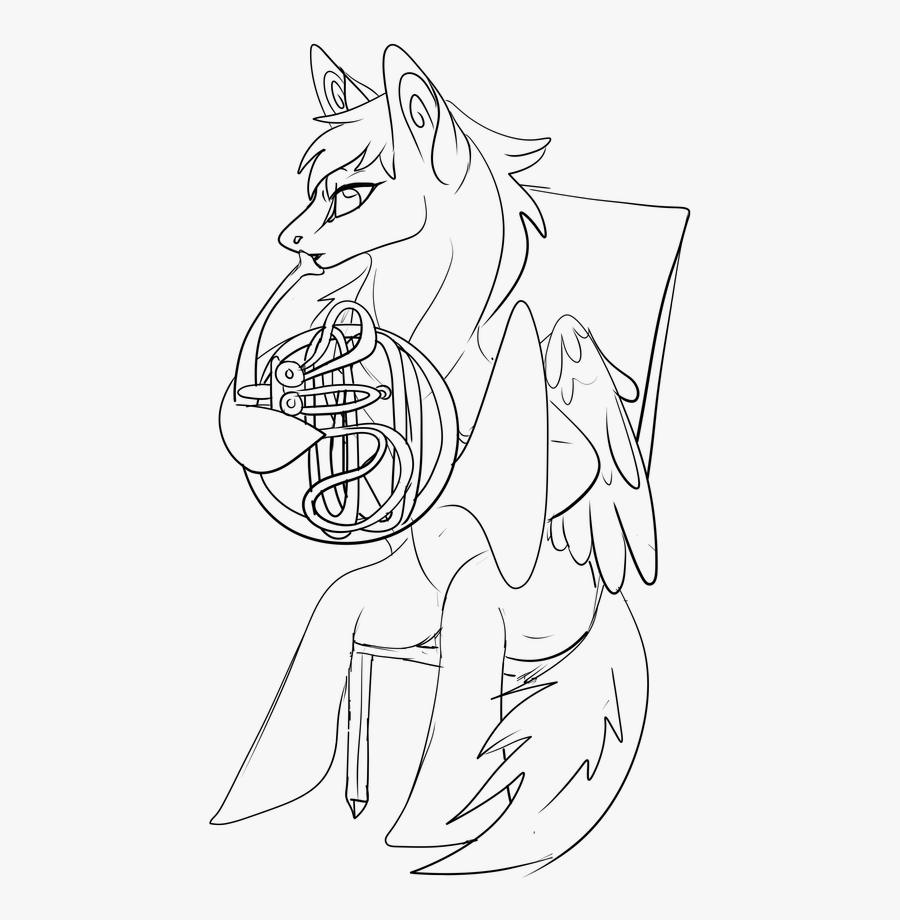 French Horn Images Lineart - Line Art, Transparent Clipart