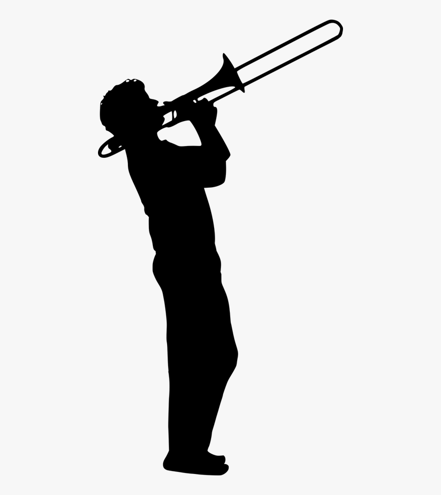 Silhouette Musician Jazz - Silhouette Playing The Trombone, Transparent Clipart