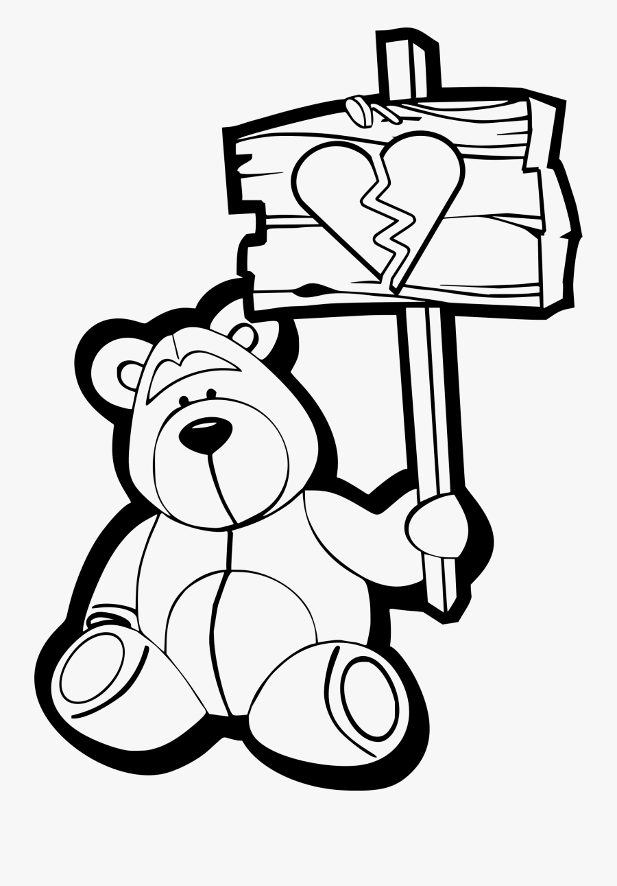 Sad Bear Clip Free - Drawing For Valentine's Day, Transparent Clipart