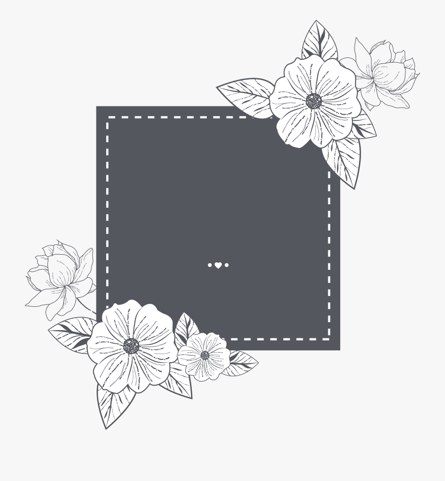 Style Flower Painted Text Wedding Hand Paper Clipart - Wedding Invitation Card Template Floral Black And White, Transparent Clipart