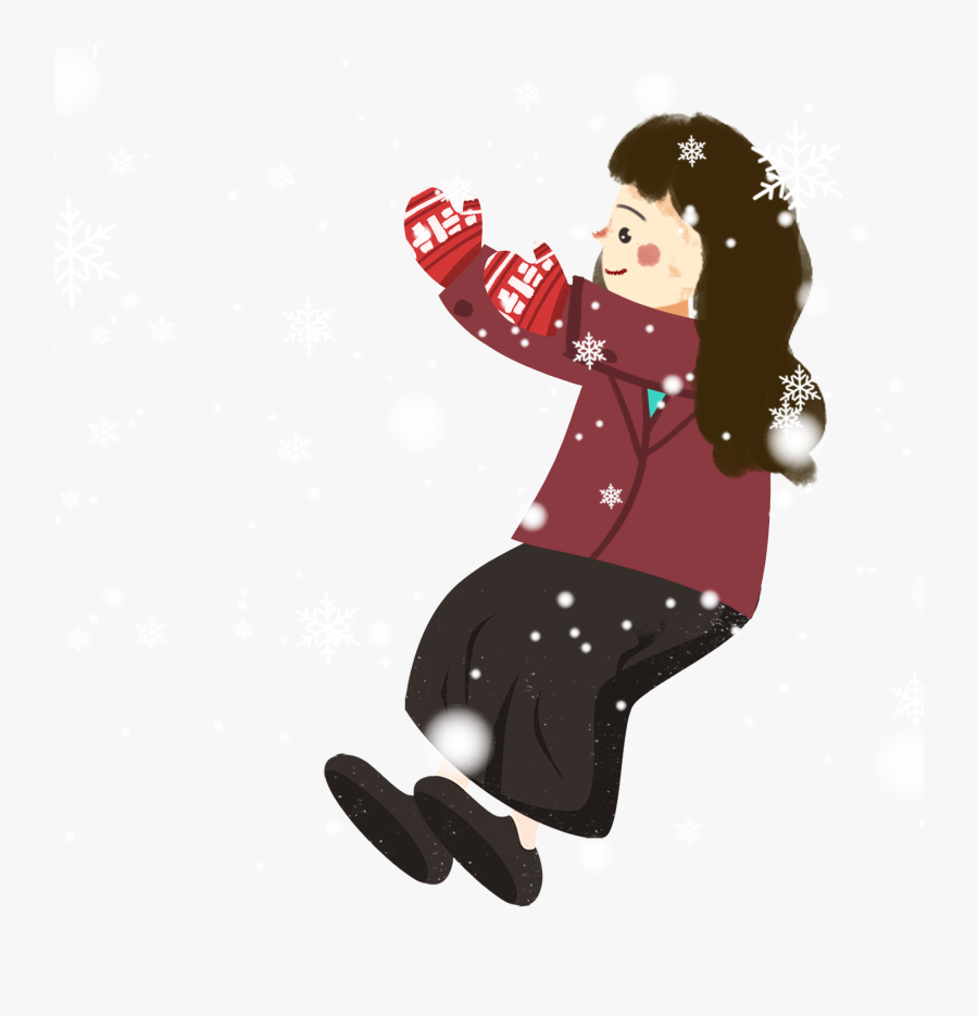 Hd Snow Snowy Day Girl Cartoon Png And Psd - Illustration, Transparent Clipart