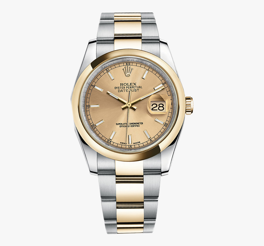 Transparent Rolex Png - Rolex Datejust 36 Gold Steel, Transparent Clipart