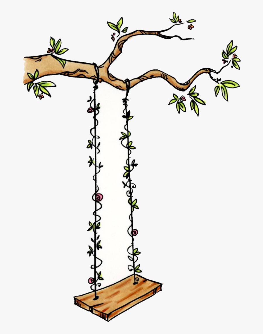 Transparent Tree With Tire Swing Clipart - Tree With A Swing Drawing, Transparent Clipart