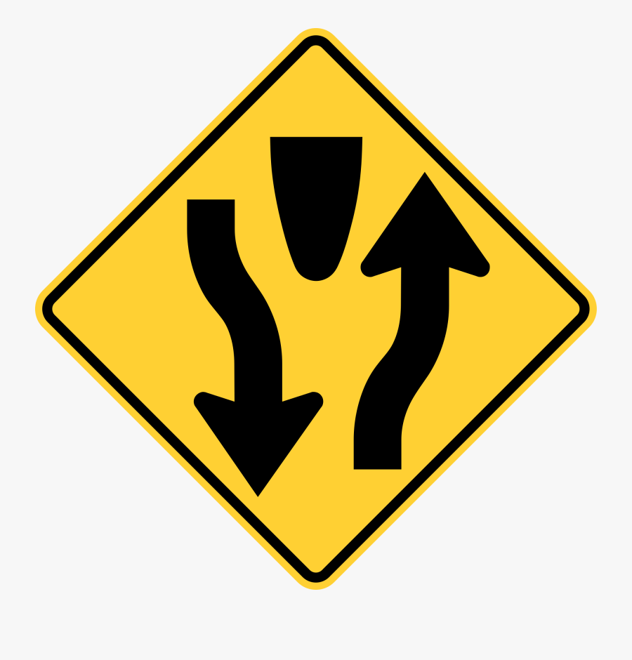 Divided Highway Sign, Transparent Clipart