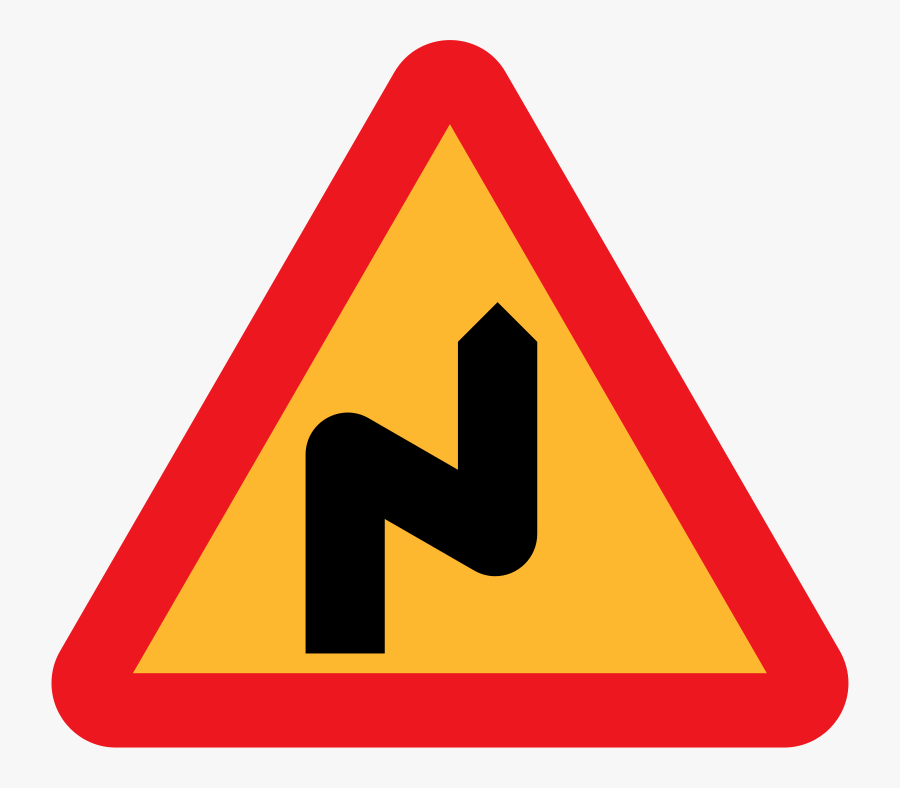 Zig Zag Road Sign, Transparent Clipart