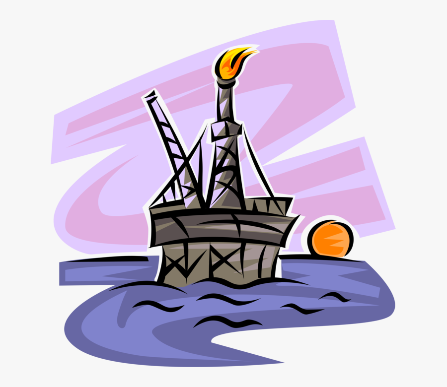 Offshore Oil Derrick And Cranes Image Of Clipart , - Illustration, Transparent Clipart