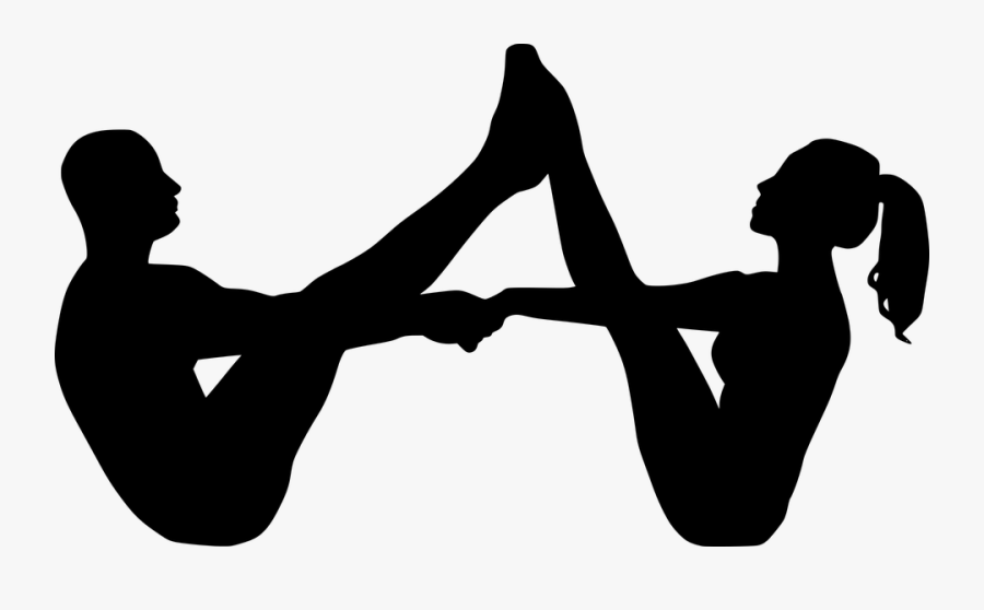 Yoga Couple Sport Fit Fitness Pose Silhouette Yoga - Fit Couple Silhouette, Transparent Clipart