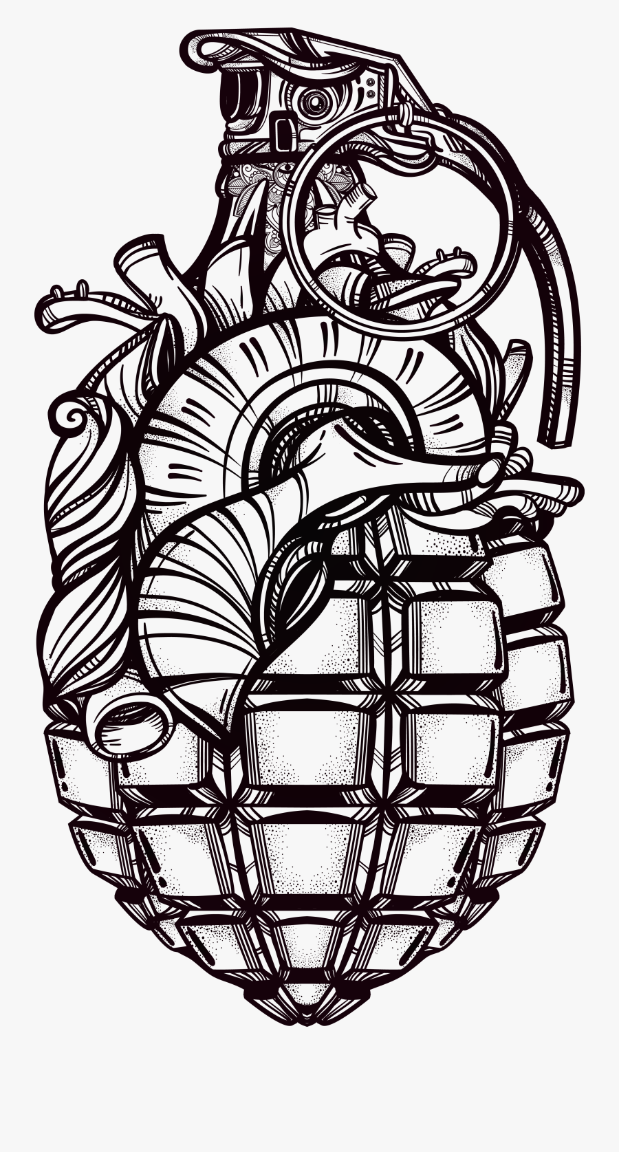 Clip Art Grenade Tattoo Designs - Anatomy Coloring Pages For Adults, Transparent Clipart