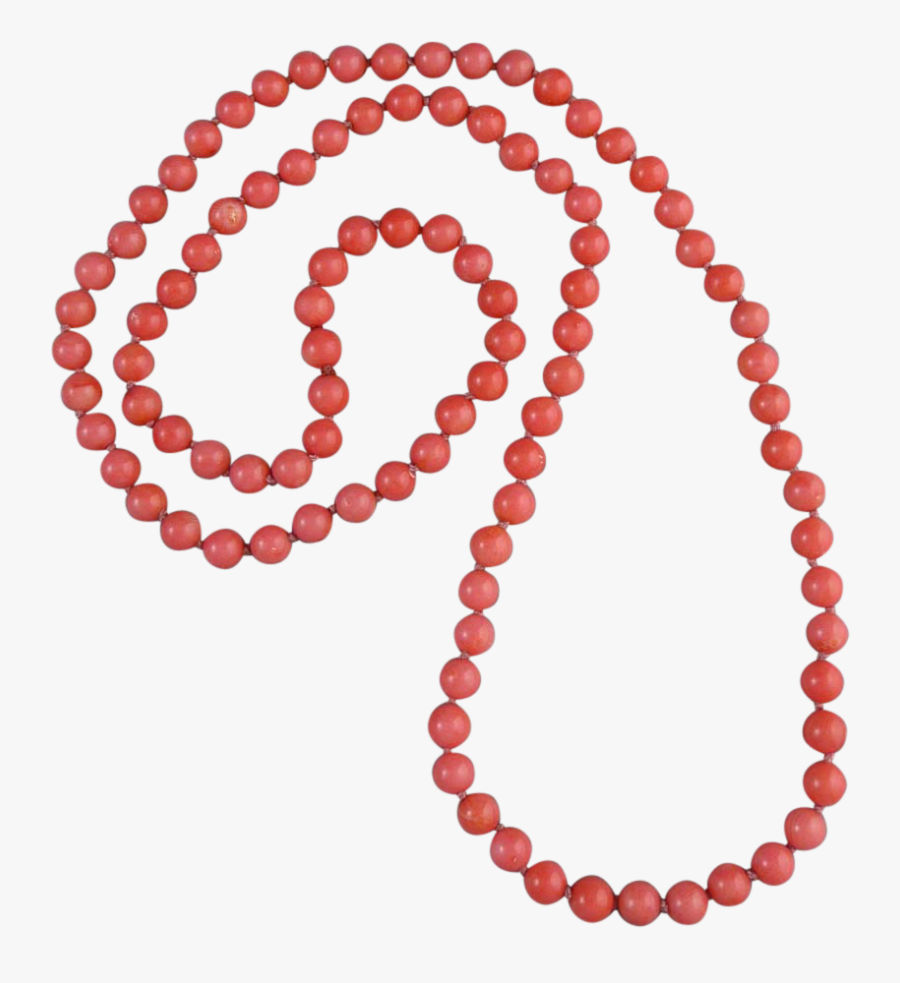 Long Pink Coral Bead Necklace - Necklace, Transparent Clipart