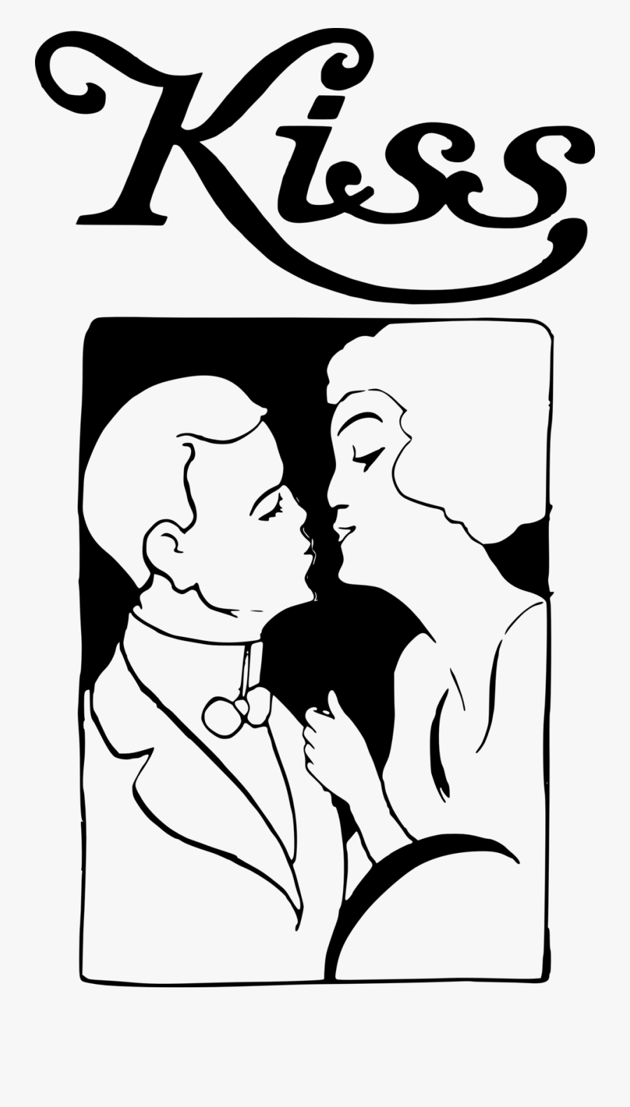Kissing Couple - Pareja Besandose Blanco Y Negro, Transparent Clipart