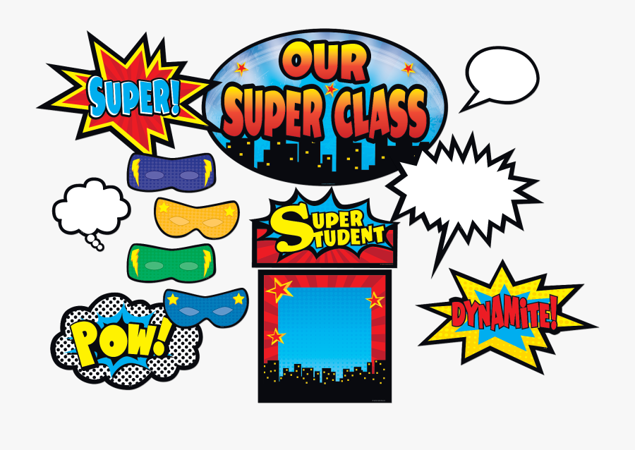 Superhero Bulletin Board Display Set - Superhero Bulletin Board Png, Transparent Clipart