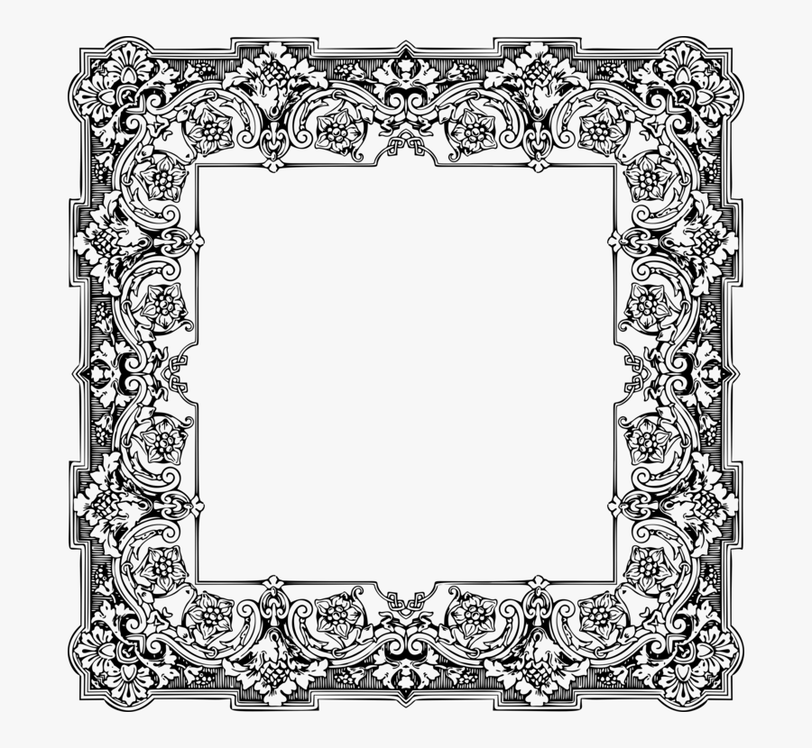 Picture Frame,line Art,square - Paper With Decorative Borders, Transparent Clipart