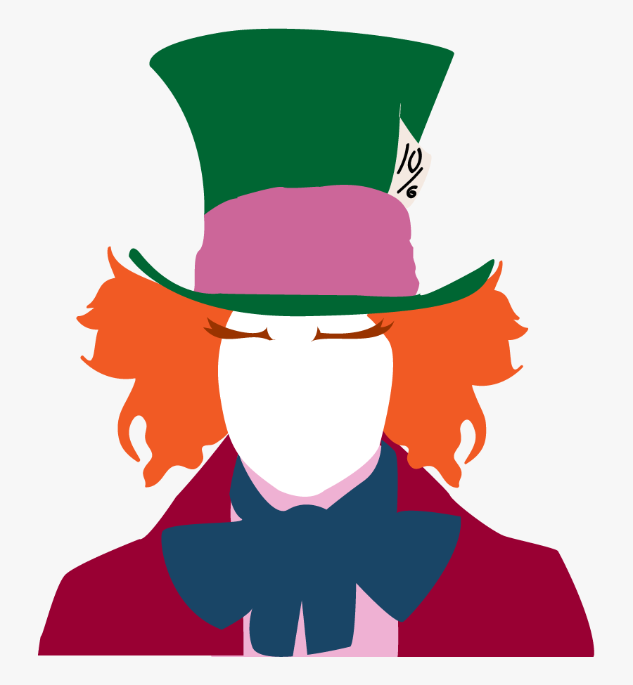 The Mad Hatter Alice"s Adventures In Wonderland Silhouette - Mad Hatter Alice In Wonderland Vector, Transparent Clipart