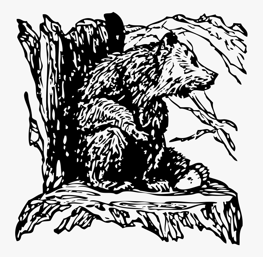 Bear On A Stump Png Clip Arts - Drawing Bear On A Stump, Transparent Clipart